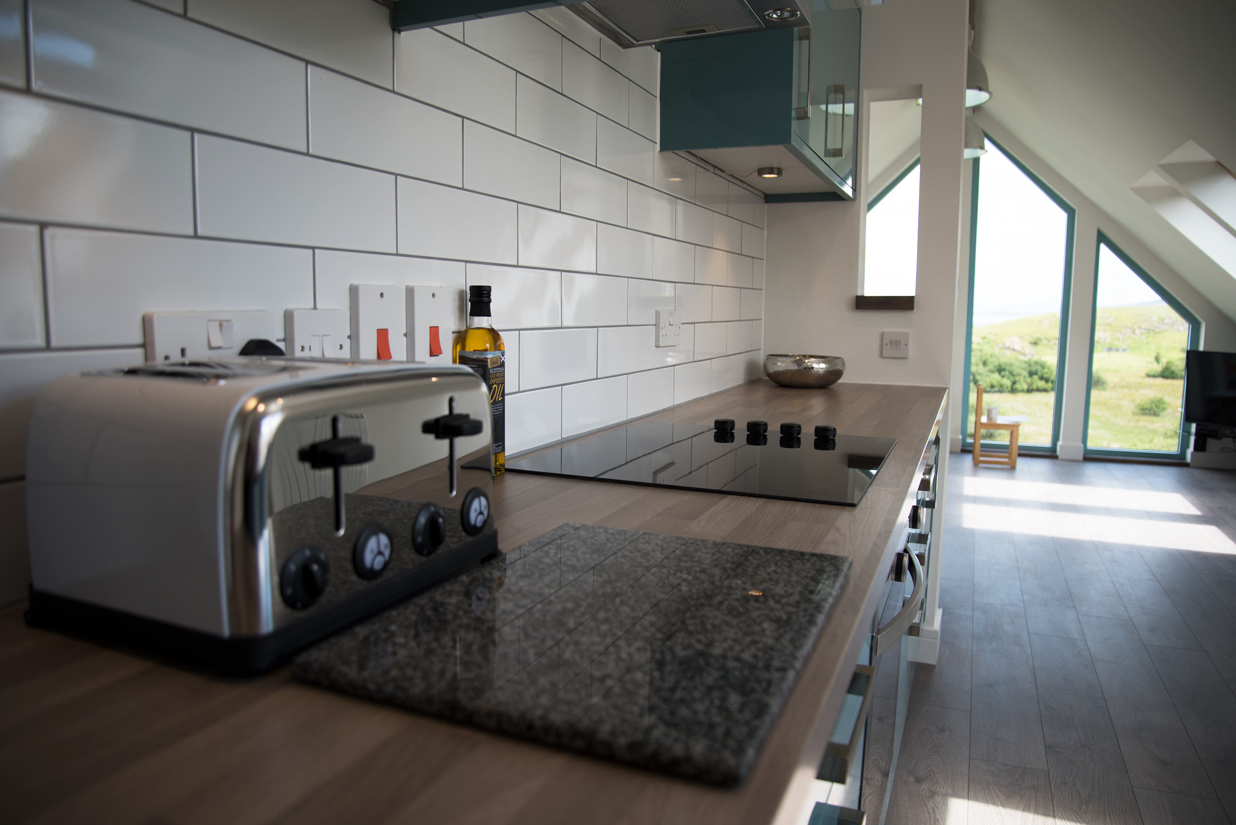 Modern luxury bathrooms at Stay Skye Self Catering Apartments in Portree with sea views